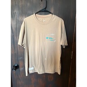 Nike Sportswear Mens Tan Graphic T-Shirt Standard Blueprint Teal Swoosh Medium